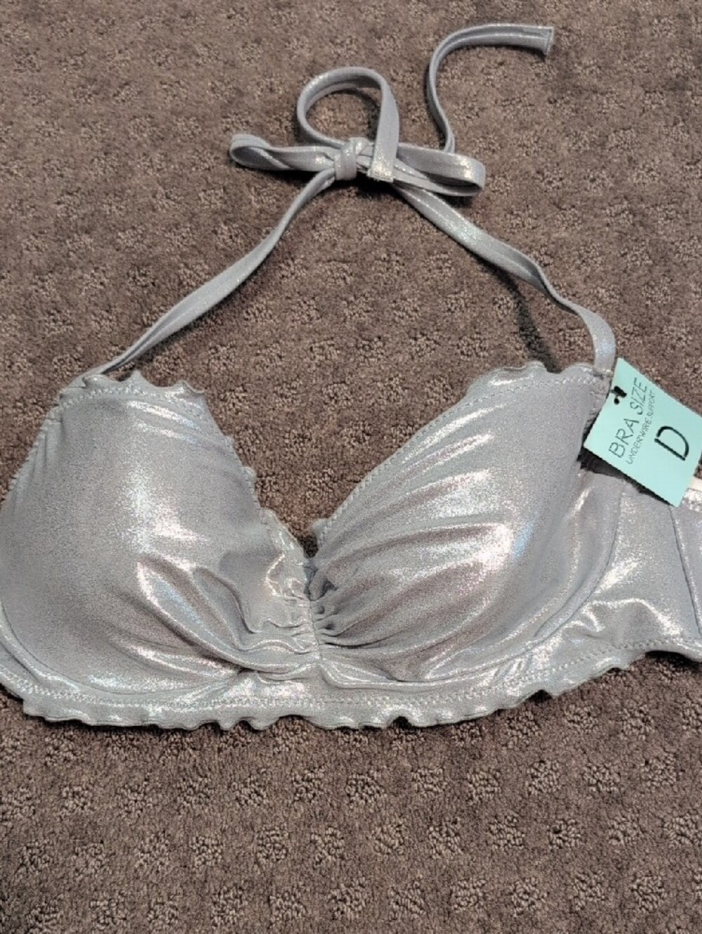 Shimmery Silver Bikini Set with Pink Lining - Picture 8 of 9